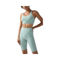Conjunto De Shorts De Yoga De Cintura Alta Para Mulheres Com Top De Sutiã Cruzado, Roupas De Fitness