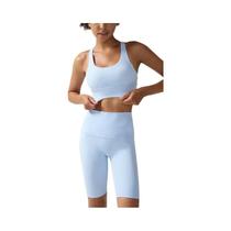Conjunto De Shorts De Yoga De Cintura Alta Para Mulheres Com Top De Sutiã Cruzado, Roupas De Fitness