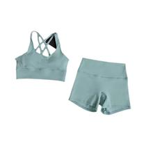 Conjunto De Shorts De Yoga De Cintura Alta Para Mulheres E Top Esportivo Com Alças 2PCS Roupas De