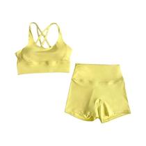 Conjunto De Shorts De Yoga De Cintura Alta Para Mulheres E Top Esportivo Com Alças 2PCS Roupas De
