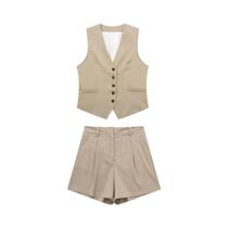 Conjunto de Shorts e Colete Feminino Elegante - Cintura Alta, Slim Fit, Casual e para Escritório