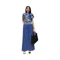 Conjunto de shorts estampados de duas peças, calças longas soltas, manga curta, moda verão