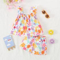 Conjunto de Shorts Floral para Meninas (0-2 Anos) - Verão