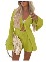 Conjunto de shorts GORGLITTER Beach Vacation Outfits Green for Women Conjunto de shorts GORGLITTER Beach Vacation Outfits Green for Women
