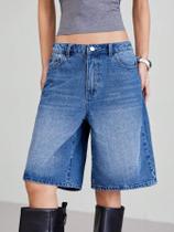 Conjunto De Shorts Jeans De Cintura Alta E Efeito Emagrecedor Para Mulheres, Estilo Retrô, Cinco