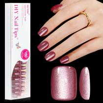 Conjunto de shorts Press On Nails Jofay Fashion Wine Red Cat Eye