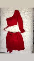 Conjunto de shorts saia com cropped