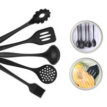 Conjunto De Silicone 5 Peças Para Cozinha Não Risca - Preto