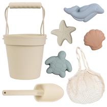 Conjunto de silicone Beach Toys BLUE GINKGO com balde, pá e bolsa