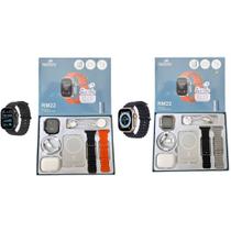 Conjunto de smartwatch 7 em 1 RM22 relógio esportivo com tela sensível ao toque