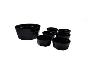 Conjunto De Sobremesa Oitavado Tigela Potes 7 Peças Preto