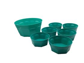 Conjunto de Sobremesa Oitavado Tigela Saladeira Potes Cozinha 7 peças Verde Água Opaco