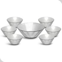 Conjunto de Sobremesa Vidro Bowl 7 Pecas Kit Cozinha Transparente