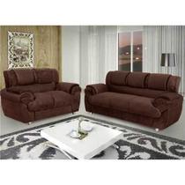 Conjunto de Sofá 2 e 3 Lugares 7025 Tecido Suede Marrom