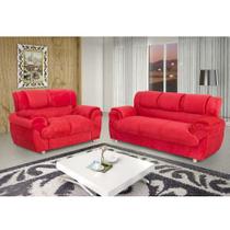 Conjunto de Sofá 2 e 3 Lugares 7025 Tecido Suede Vermelho