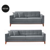 Conjunto de Sofá 2 e 3 Lugares Kivik Capitonê Cinza Conjunto de Sofá 2 e 3 Lugares Kivik Capitonê Cinza