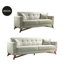 Conjunto de Sofá 2 e 3 Lugares Kivik Oslo Algodão Cru