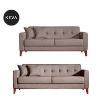 Conjunto de Sofá 2 e 3 Lugares Kivik Poliéster Botonê Caqui