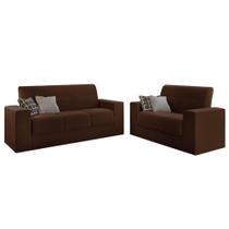Conjunto De Sofá 2 E 3 Lugares Leon Veludo Mamflex Marrom Conjunto De Sofá 2 E 3 Lugares Leon Veludo Mamflex Marrom