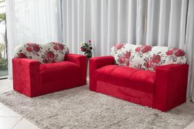 Conjunto de sofá 2 e 3 lugares Milly vermelho floral