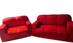Conjunto de sofá 2 e 3 Lugares Mily Suede Vermelho