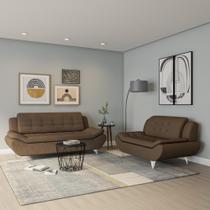 Conjunto de Sofá 2 e 3 Lugares New Passion Suede Café Conjunto de Sofá 2 e 3 Lugares New Passion Suede Café