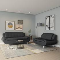 Conjunto de Sofá 2 e 3 Lugares New Passion Suede Cinza