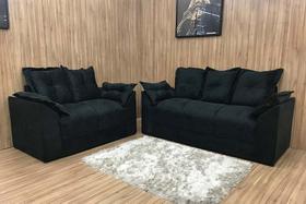 Conjunto de Sofá 2 e 3 Lugares Paris Suede Preto - Al Móveis