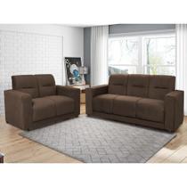 Conjunto de Sofá 2 e 3 Lugares Santiago Cama inBox 1,25x1,75m Suede Café