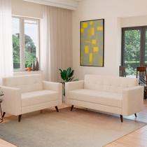 Conjunto de Sofá 2 e 3 Lugares Vitrola Suede Bege Conjunto de Sofá 2 e 3 Lugares Vitrola Suede Bege