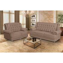 Conjunto de Sofá 2,00 x 1,50m 3 E 2 Lugares Suede Filadélfia Marrom Castor