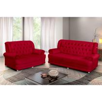 Conjunto de Sofá 2,00 x 1,50m 3 E 2 Lugares Suede Finlândia Vermelho