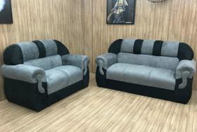 Conjunto de sofá 2x3 lugares Corsa Cinza/Preto