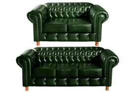 Conjunto de Sofá 3 e 2 Lugares Chesterfield Luís Xv Verde Conjunto de Sofá 3 e 2 Lugares Chesterfield Luís Xv Verde
