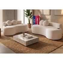Conjunto de Sofá 3 e 2 Lugares Veda. Xpand Tech Tecido bouclê Cama inBox Conjunto de Sofá 3 e 2 Lugares Veda. Xpand Tech Tecido bouclê Cama inBox
