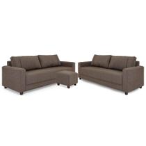 Conjunto de Sofá 3 e 4 Lugares e Puff Herval Clean Marrom, 230 cm Conjunto de Sofá 3 e 4 Lugares e Puff Herval Clean Marrom, 230 cm