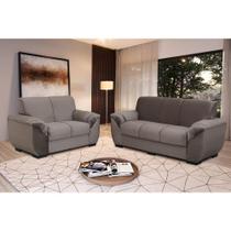 Conjunto de Sofá 3x2 Lugares Cinza Design Estofados Carol Conjunto de Sofá 3x2 Lugares Cinza Design Estofados Carol