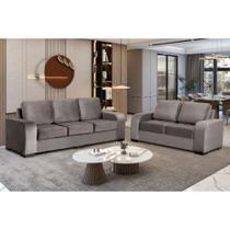 Conjunto de Sofá 3x2 Lugares Cinza Londres Design Estofados