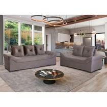 Conjunto de Sofá 3x2 Lugares Italia Design Estofados Cinza Conjunto de Sofá 3x2 Lugares Italia Design Estofados Cinza