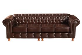 Conjunto de Sofá 4 Lugares e 2 Poltronas Chesterfield Luís Xv Marrom Café