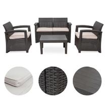 Conjunto de Sofá 5 Lugares para Jardim Área Externa Rattan D7home
