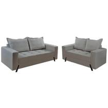 Conjunto de Sofá 8100 em Veludo com 2 e 3 Lugares Boareto Cor Cinza Conjunto de Sofá 8100 em Veludo com 2 e 3 Lugares Boareto Cor Cinza