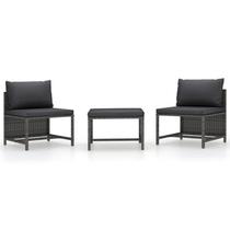 Conjunto de sofá ao ar livre Benzara Modular 3 peças de rattan cinza Conjunto de sofá ao ar livre Benzara Modular 3 peças de rattan cinza