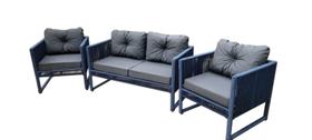 Conjunto de sofá Bahia 2L + 2 poltronas em corda náutica e alumínio resistente ao clima perfeito para varandas e jardins - Deck & Decor