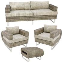 Conjunto de Sofá Begônia Completo com 2 Poltronas para Área Externa e Interna