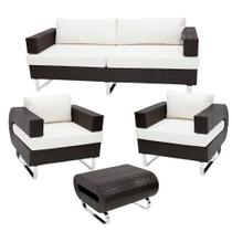 Conjunto de Sofá Begônia Completo com 2 Poltronas para Área Externa e Interna