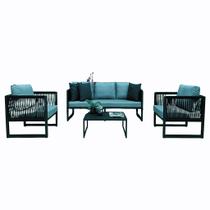 Conjunto de Sofá Belga com 2 Poltronas e Mesinha para Área Externa e Interna Conjunto de Sofá Belga com 2 Poltronas e Mesinha para Área Externa e Interna