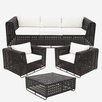 Conjunto De Sofá Completo De Varanda Modelo Fúcsia Preto com Branco