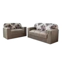 Conjunto de Sofá de 2 e 3 Lugares Bege Estampado Conjunto de Sofá de 2 e 3 Lugares Bege Estampado