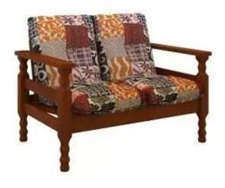 Conjunto De Sofá De Madeira Maciça 2+1lug Com Almofadas